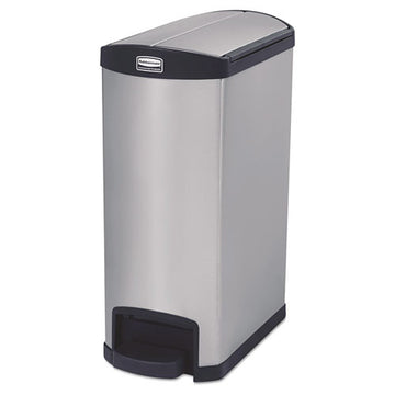 Rubbermaid® Commercial Slim Jim Stainless Steel Step-on Container, End Step Style, 13 Gal, Black freeshipping - TVN Wholesale